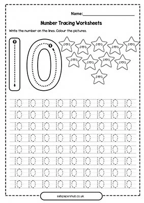 Christmas Number Tracing Worksheets 1 - 10
