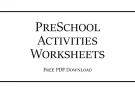 Preschool Activities Worksheets PDF